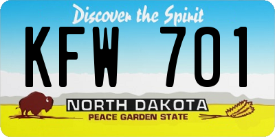 ND license plate KFW701