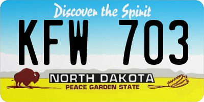 ND license plate KFW703