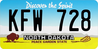 ND license plate KFW728