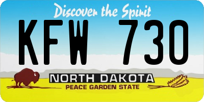 ND license plate KFW730