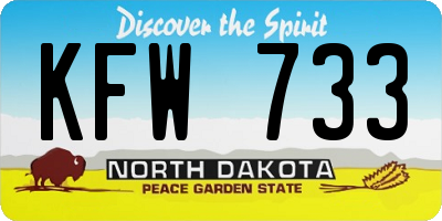 ND license plate KFW733