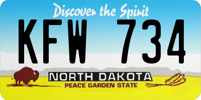 ND license plate KFW734