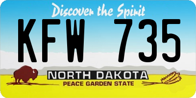 ND license plate KFW735