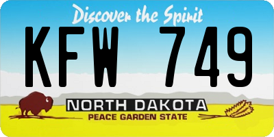 ND license plate KFW749