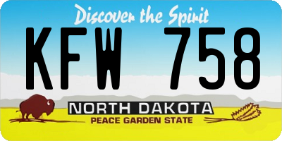 ND license plate KFW758