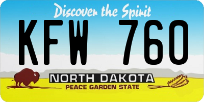 ND license plate KFW760