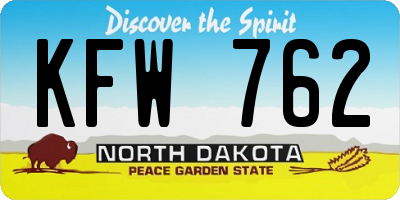 ND license plate KFW762