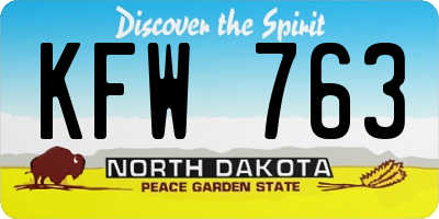 ND license plate KFW763