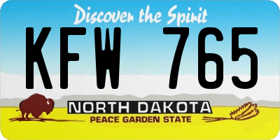 ND license plate KFW765