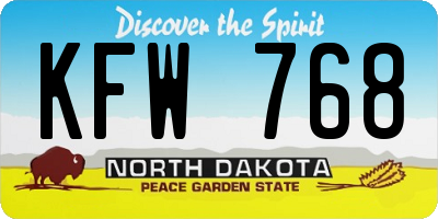 ND license plate KFW768