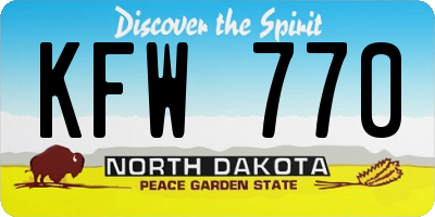 ND license plate KFW770