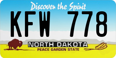ND license plate KFW778