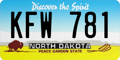 ND license plate KFW781