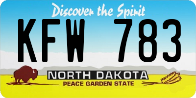 ND license plate KFW783