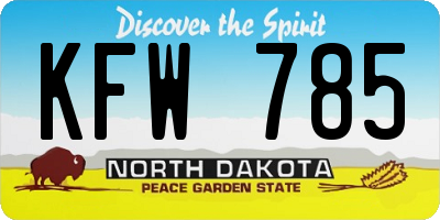ND license plate KFW785
