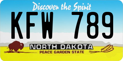 ND license plate KFW789