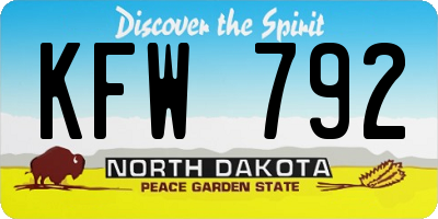 ND license plate KFW792