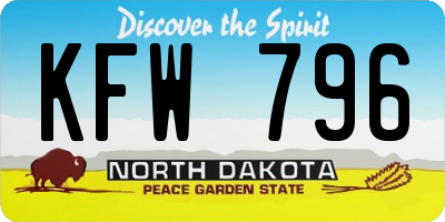 ND license plate KFW796