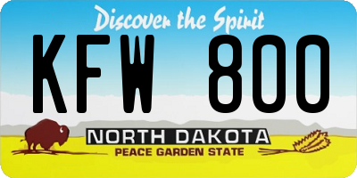 ND license plate KFW800