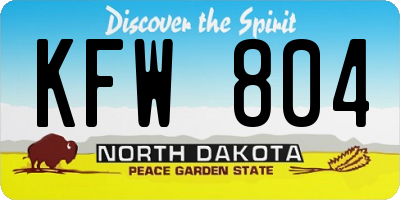 ND license plate KFW804