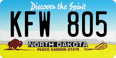 ND license plate KFW805