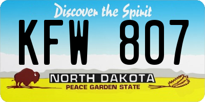 ND license plate KFW807