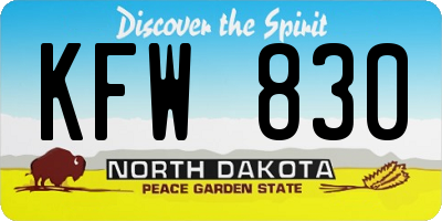 ND license plate KFW830