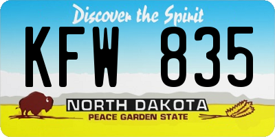 ND license plate KFW835