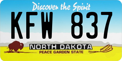 ND license plate KFW837