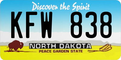 ND license plate KFW838