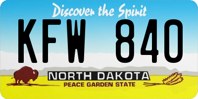 ND license plate KFW840