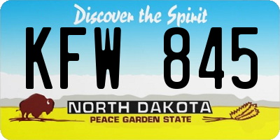 ND license plate KFW845