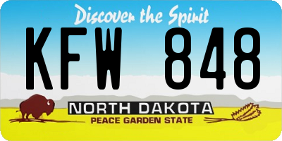 ND license plate KFW848