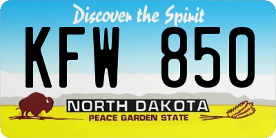 ND license plate KFW850