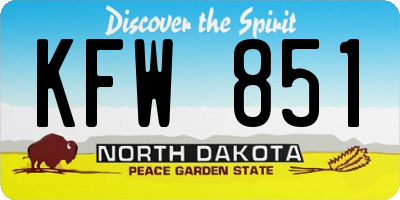 ND license plate KFW851