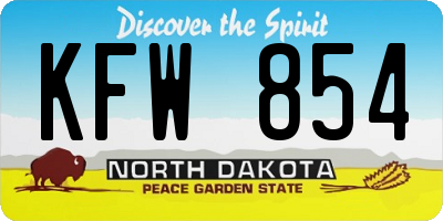 ND license plate KFW854