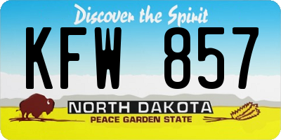ND license plate KFW857