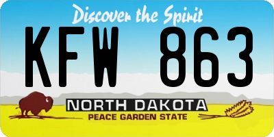ND license plate KFW863