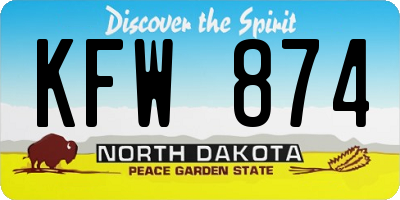 ND license plate KFW874