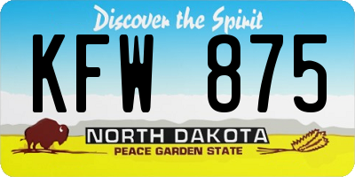 ND license plate KFW875
