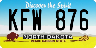 ND license plate KFW876