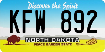 ND license plate KFW892
