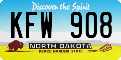 ND license plate KFW908