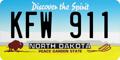 ND license plate KFW911