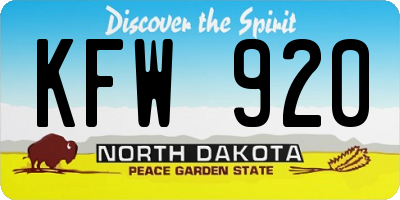 ND license plate KFW920