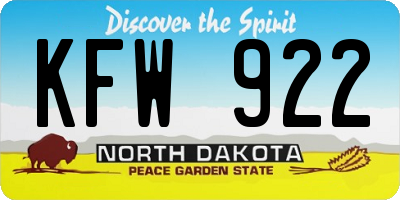 ND license plate KFW922