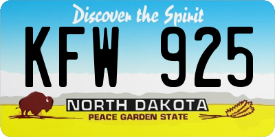ND license plate KFW925
