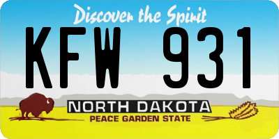 ND license plate KFW931