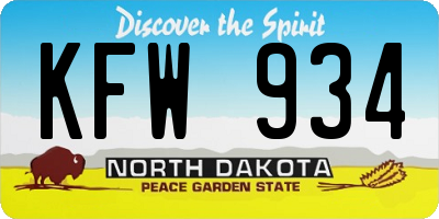 ND license plate KFW934
