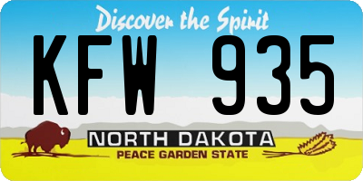 ND license plate KFW935